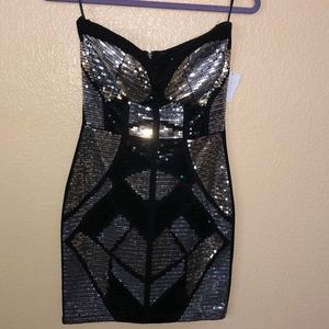 Multi color sequence mini dress